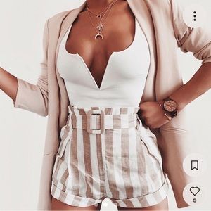Lulus - White V Neck Tank Bodysuit